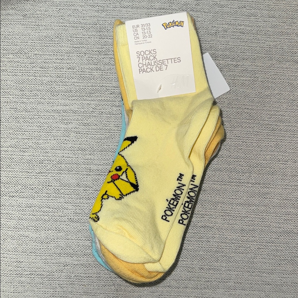 H&M Kids Pokemon Socks 7 Pack Size 13 - 1.5
